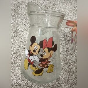 VINTAGE DISNEY Mickey & Minnie Mouse Glass Pitcher